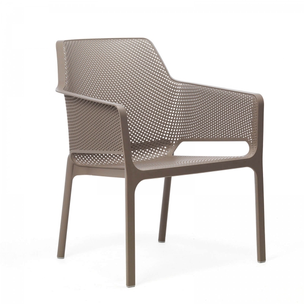 Fauteuil de jardin bas taupe moderne en polypropylène - Net - 5