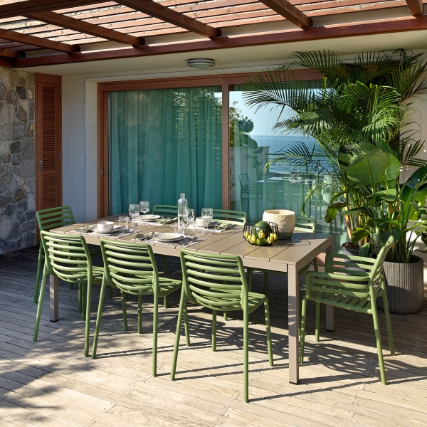 Table de jardin extensible en polypropylène DurelTop et aluminium taupe - Rio - 3