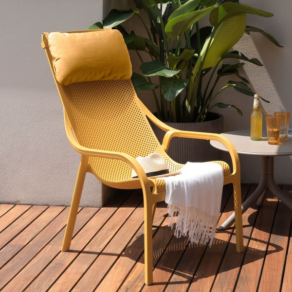 Fauteuil lounge de jardin en polypropylène recyclable empilable - Net Lounge - 1