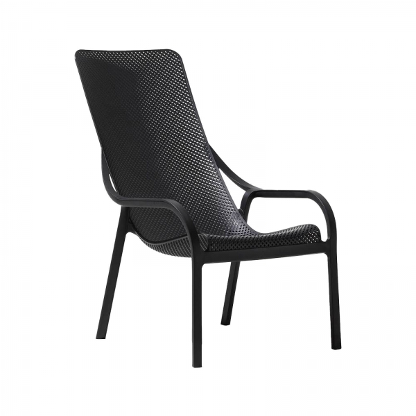 Fauteuil relax extérieur en polypropylène recyclable anthracite empilable - Net Lounge - 7