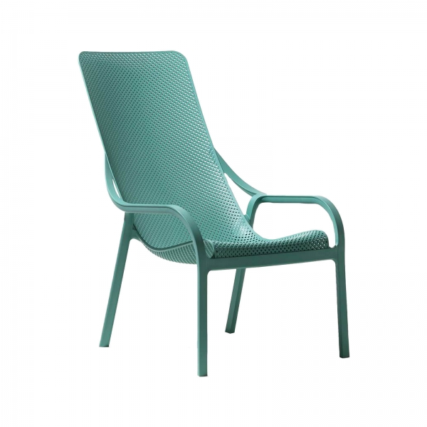 Fauteuil lounge extérieur en polypropylène recyclable vert salice empilable - Net Lounge - 2