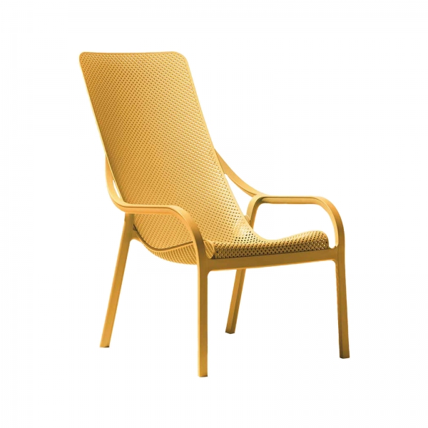 Fauteuil lounge extérieur en polypropylène recyclable moutarde empilable - Net Lounge - 9