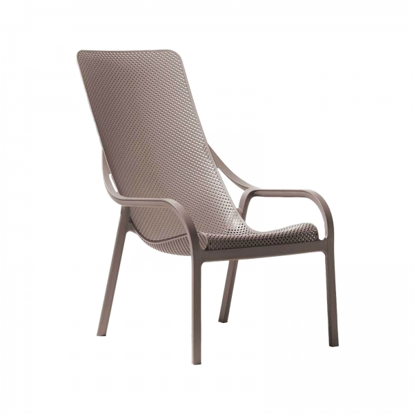 Fauteuil lounge extérieur en polypropylène recyclable taupe empilable - Net Lounge - 11