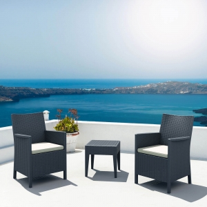 Table basse de terrasse carrée en résine tressée - Miami