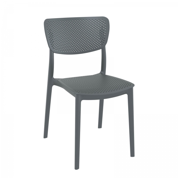 Chaise moderne empilable grise - Lucy - 1