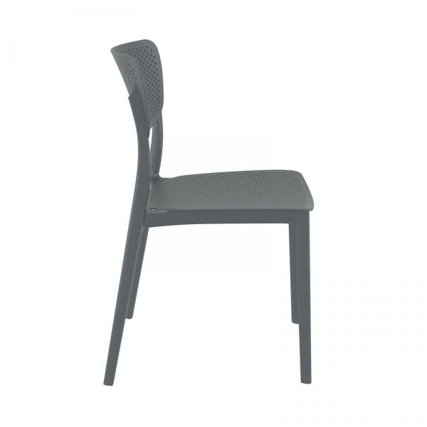 Chaise moderne empilable grise - Lucy - 4