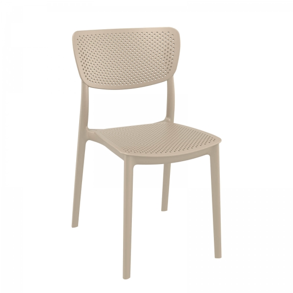 Chaise de séjour en polypropylène taupe micro perforé - Lucy - 9