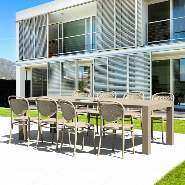 Chaise de jardin moderne empilable en polypropylène taupe - Marcel - 2