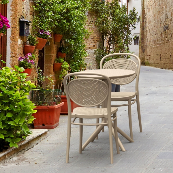 Chaise de jardin moderne empilable en polypropylène taupe - MarcelChaise de jardin moderne empilable en polypropylène taupe - Ma - 13
