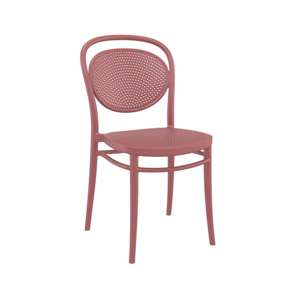 Chaise de jardin moderne empilable en polypropylène marsala - Marcel - 1
