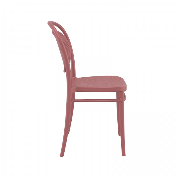 Chaise moderne empilable en polypropylène marsala – Marcel - 5
