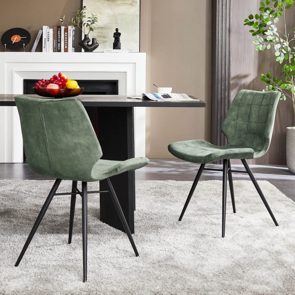 Chaise design vintage rembourrée en velours vert - Ibéris - 13