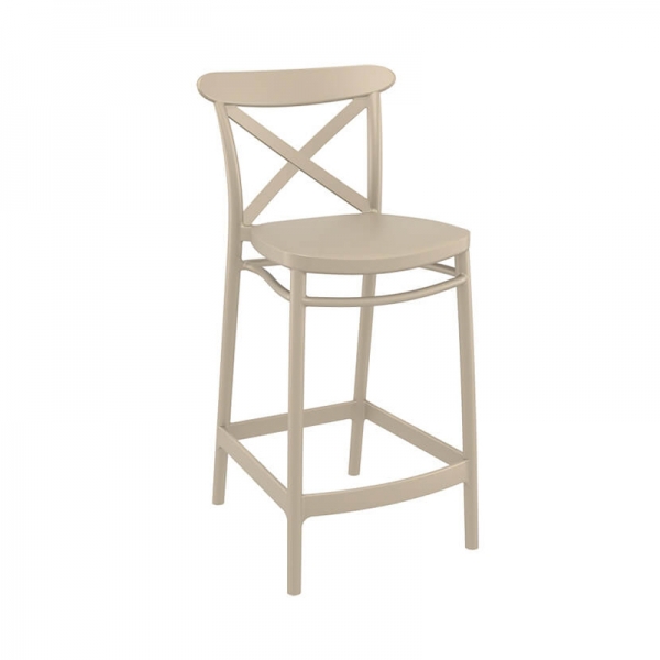 Tabouret moderne taupe en plastique - Cross - 2