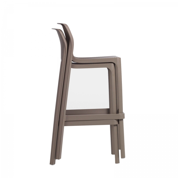Tabouret de bar extérieur empilable en polypropylène taupe - Net stool - 7