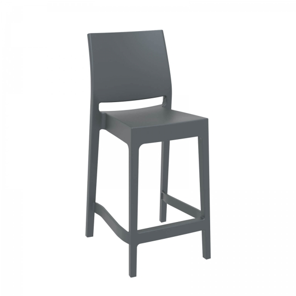 Tabouret snack moderne empilable en polypropylène gris foncé - Maya - 7