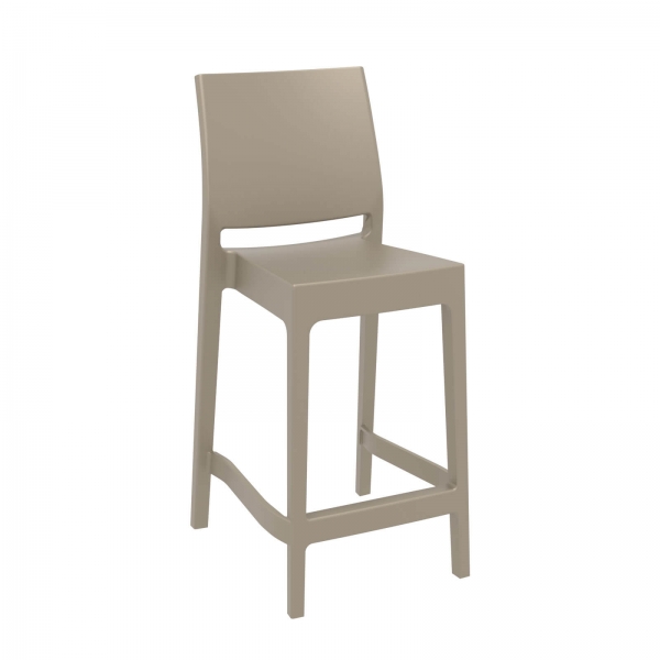 Tabouret snack moderne empilable en polypropylène taupe- Maya - 8