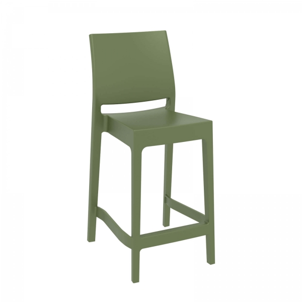 Tabouret hauteur 65 empilable en polypropylène vert kaki - Maya - 10