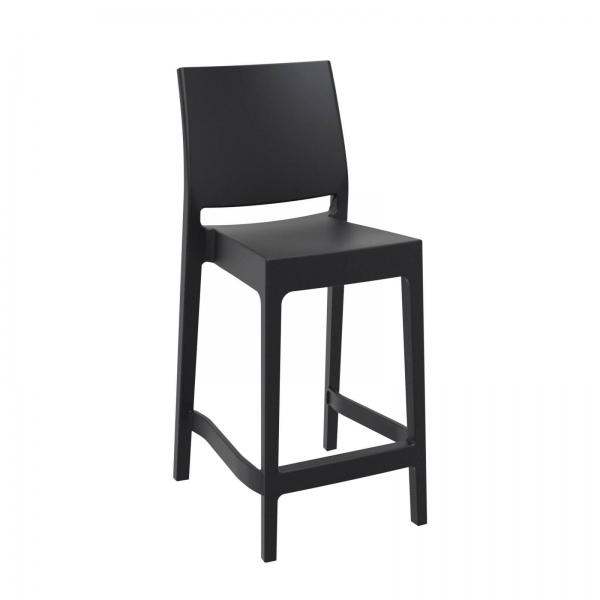 Tabouret de jardin hauteur snack empilable en polypropylène noir - Maya - 1