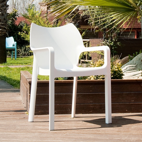 Fauteuil de jardin en polypropylène blanc - Diva - 1