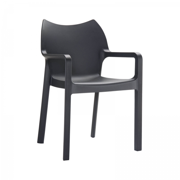 Fauteuil noir en polypropylène - Diva - 1
