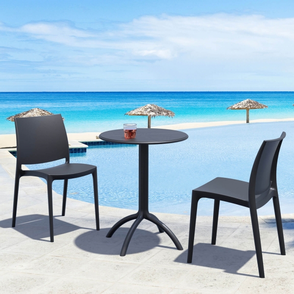 Chaise de jardin en polypropylène anthracite - Maya - 16