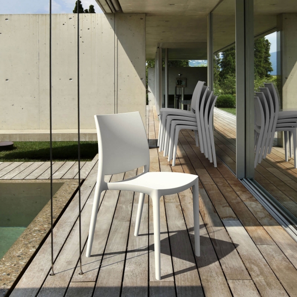 Chaise de jardin en plastique blanc - Maya - 14