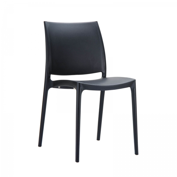 Chaise noire en plastique polypropylène - Maya - 1