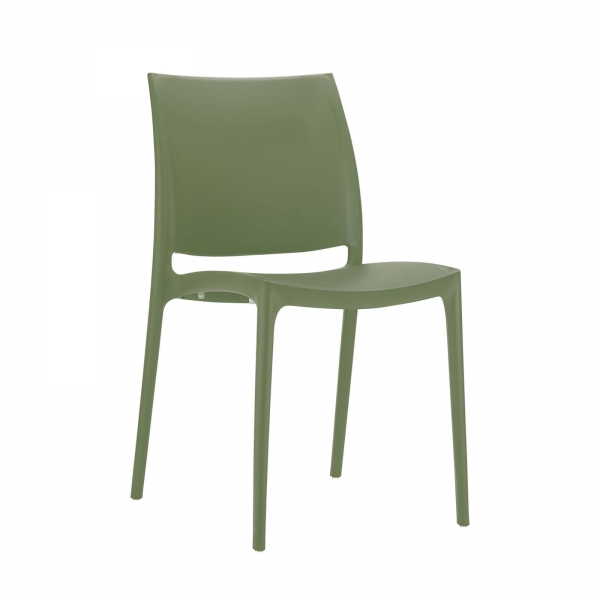 Chaise en plastique vert empilable - Maya - 12
