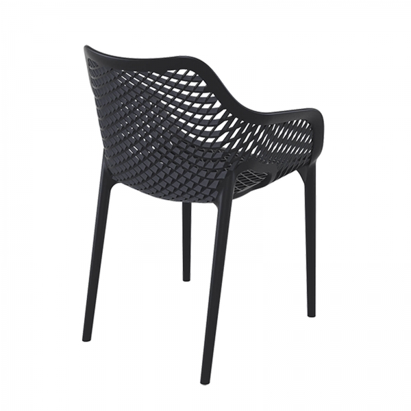 Fauteuil de jardin moderne ajouré en polypropylène noir - 6