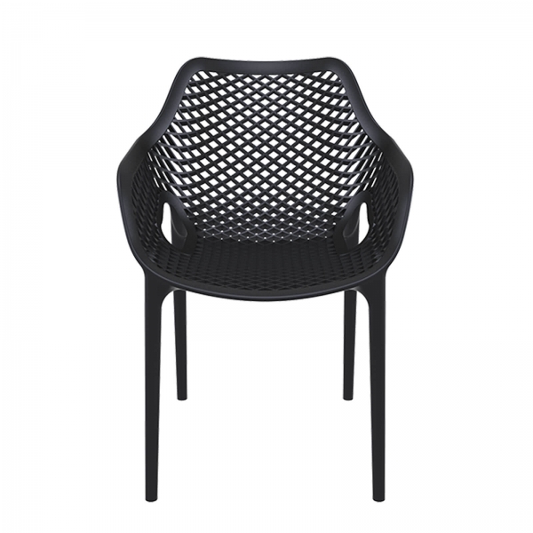 Fauteuil de jardin moderne ajouré en polypropylène noir - 3