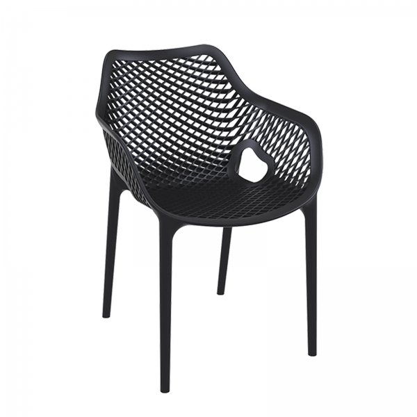 Fauteuil de jardin moderne ajouré en polypropylène noir - 2