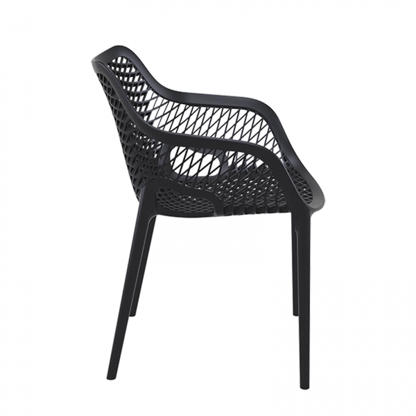 Fauteuil de jardin moderne ajouré en polypropylène noir - 4