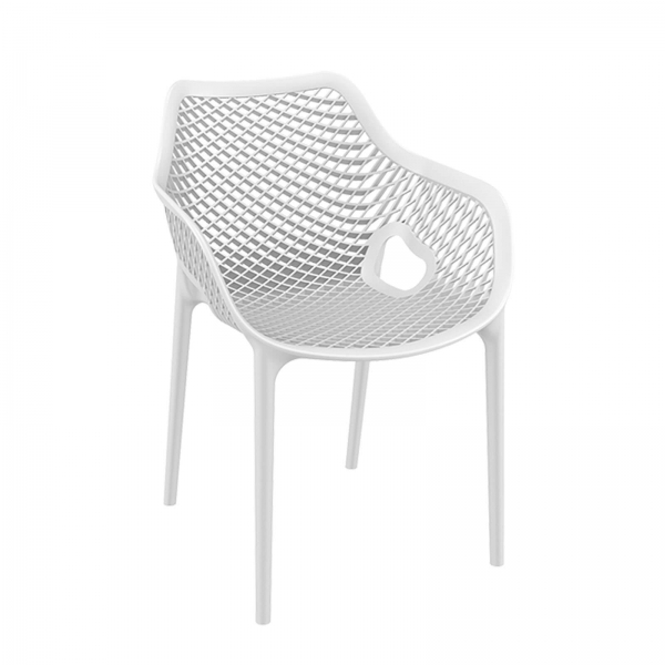 Fauteuil de jardin moderne ajouré en polypropylène blanc - 12