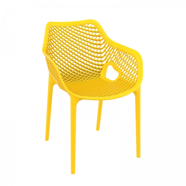 Fauteuil de jardin moderne ajouré en polypropylène jaune - 13