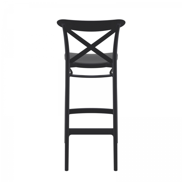 Tabouret de bar en plastique noir avec dossier - 5