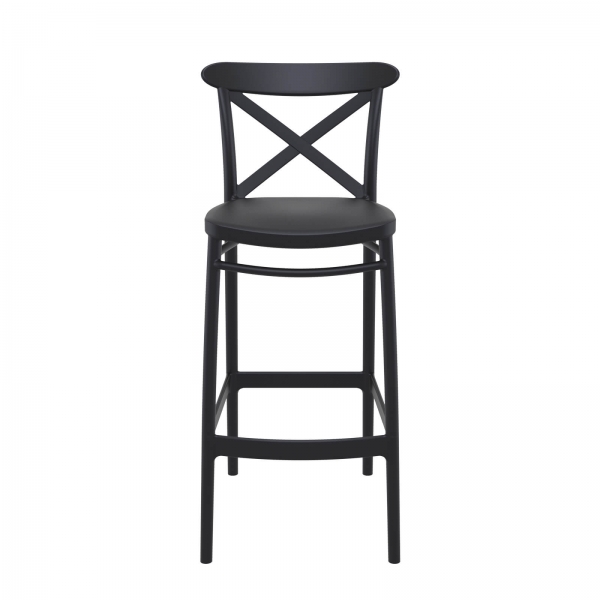 Tabouret de bar en plastique noir avec dossier - 3