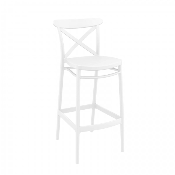 Tabouret haut avec dossier en polypropylène blanc - 9
