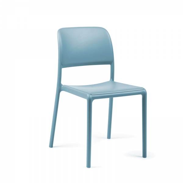 Chaise d'extérieur en plastique bleu - Riva Bistrot - 1