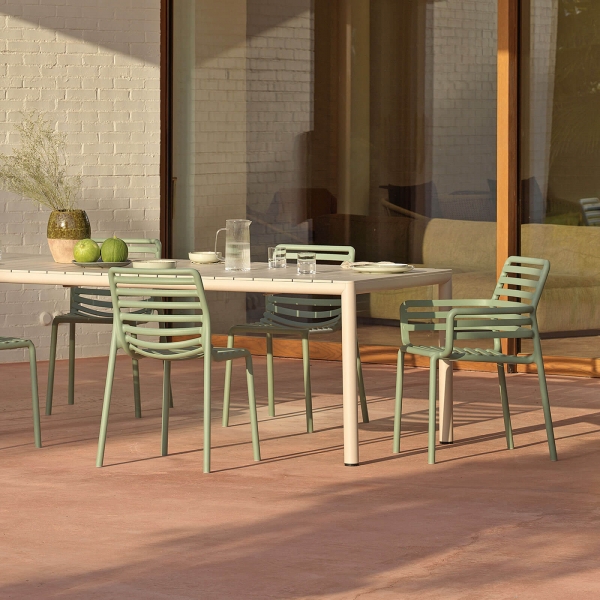 Table de jardin extensible en aluminium et plastique recyclé coloris creme - Tevere - 3