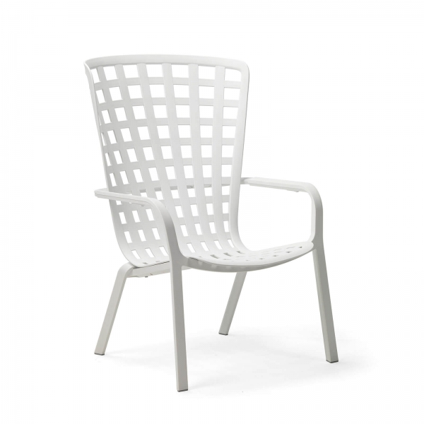 Fauteuil moderne de jardin empilable et réglable en plastique blanc- Folio - 2