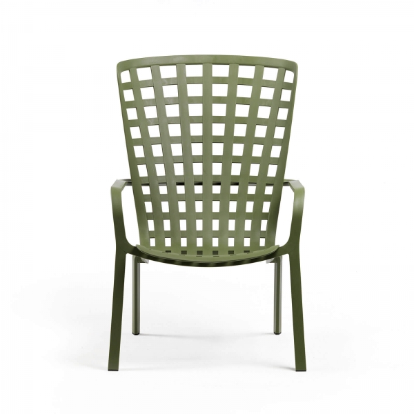 Fauteuil moderne de jardin empilable et réglable en plastique vert - Folio - 10