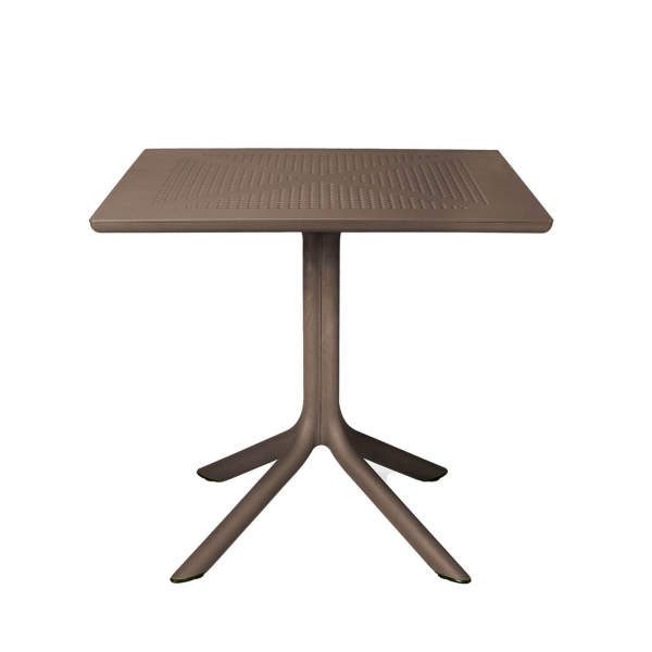 Petite table d'extérieur carrée en polypropylène tabac - Clip 80 - 9
