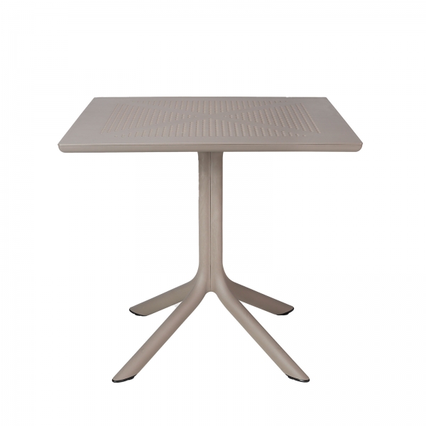 Petite table d'extérieur carrée en polypropylène taupe - Clip 80 - 10