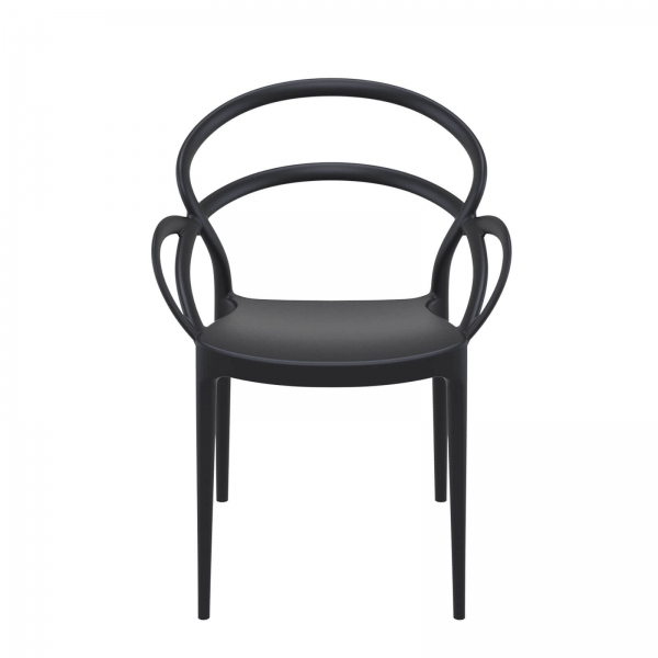 Fauteuil design en polypropylène noir - Mila - 7