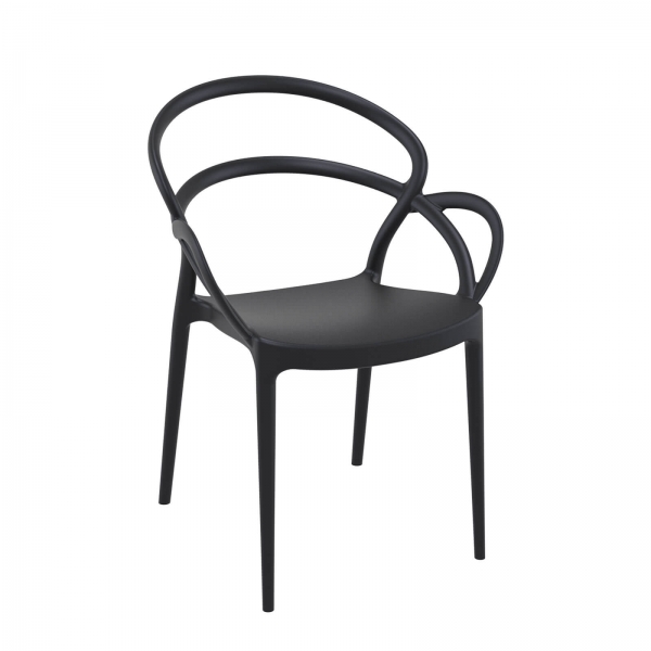 Fauteuil design en polypropylène noir - Mila - 2
