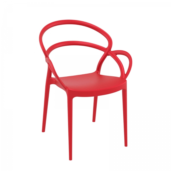 Fauteuil design en polypropylène rouge - Mila - 10