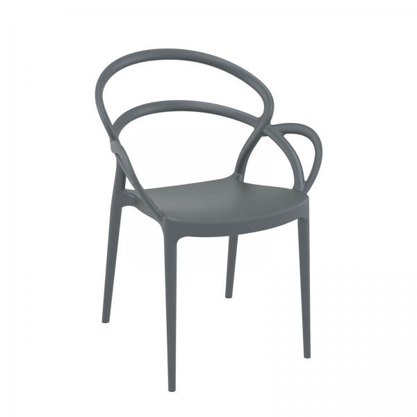 Fauteuil design en polypropylène gris foncé - Mila - 11