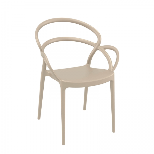 Fauteuil design en polypropylène taupe - Mila - 12