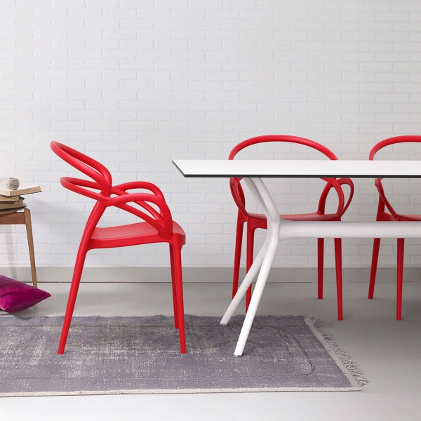 Fauteuil design en polypropylène rouge - Mila - 5