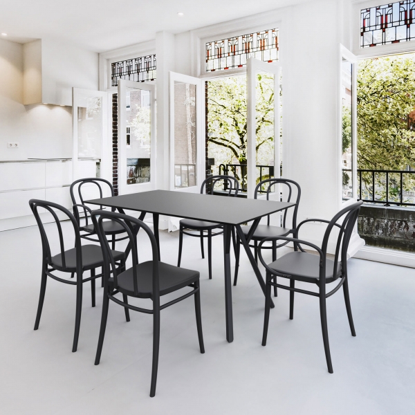 Chaise bistrot en plastique noir empilable - Victor - 2